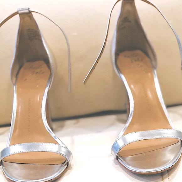 Banana Republic Hello Sole Mate Metallic Silver Stilettos 👠 Like New Size 7 - Picture 6 of 9